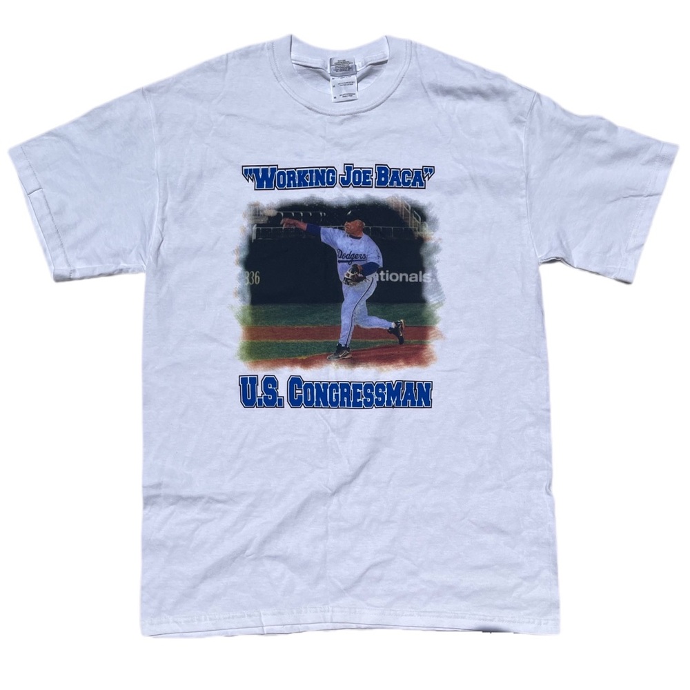 Dodgers first pitch U.S Congressman all white crewneck t shirt